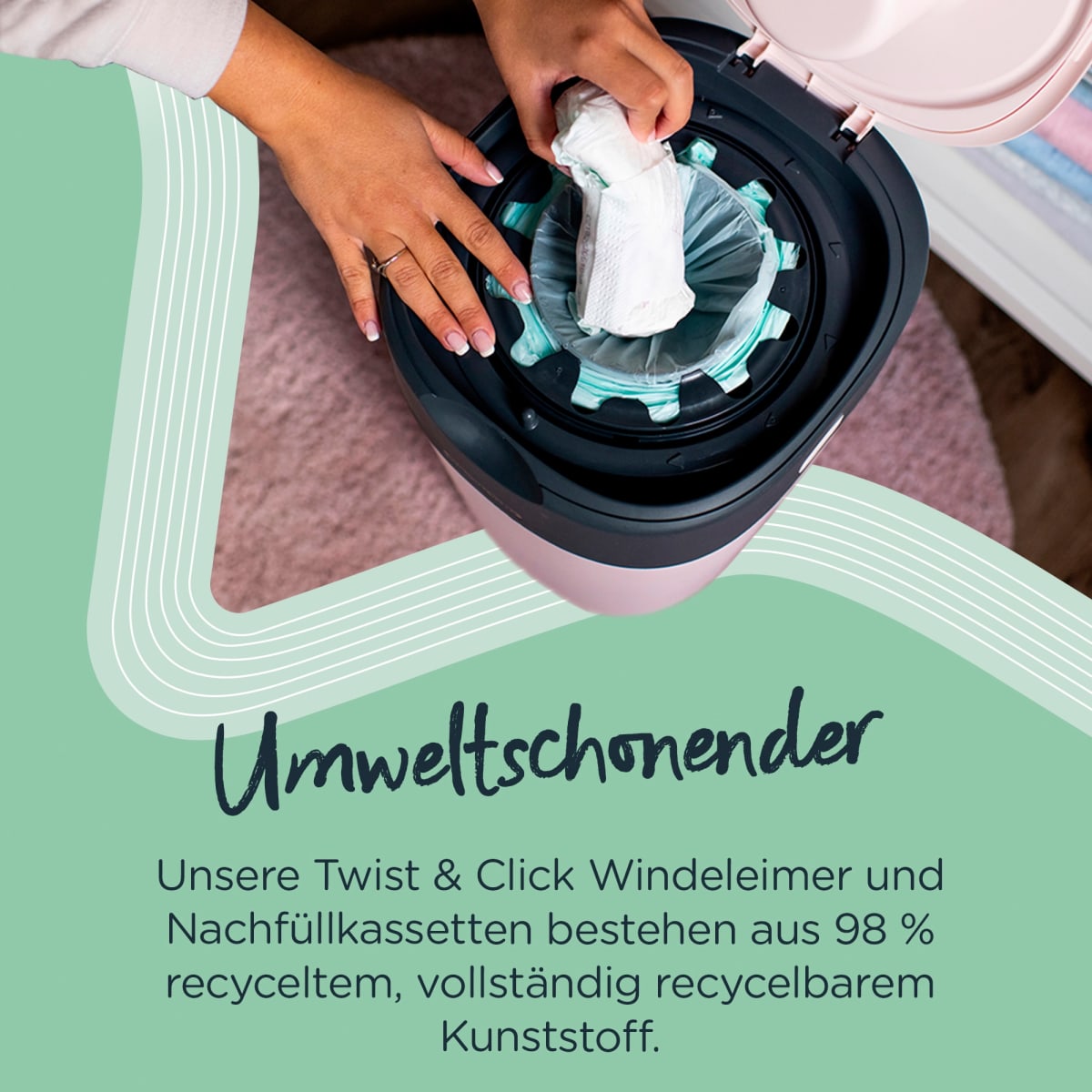 Windeleimer Twist & Click Sangenic, inklusive 6x Nachfüllpacks, weiß, 1 St