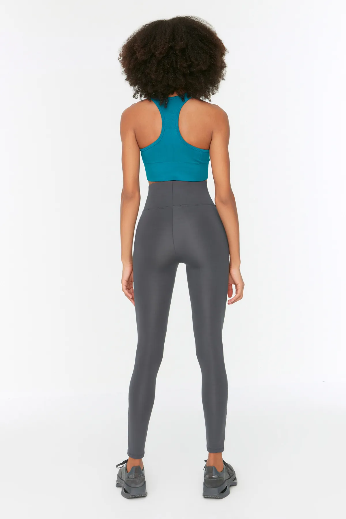 Trendyol Collection  Anthrazitfarbene gestrickte Sportstrumpfhose mit breiter Taille und extra Erholung in voller Länge TWOAW21TA0029
