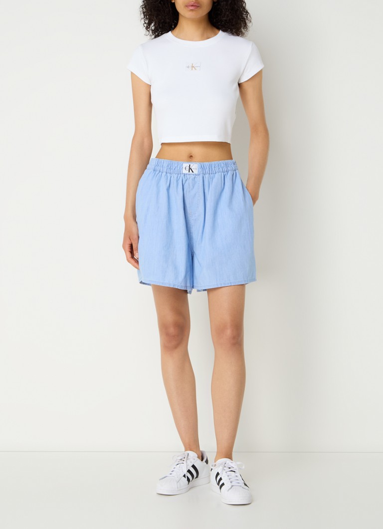 Pantaloncini in chambray a vita alta e vestibilità ampia di Calvin Klein