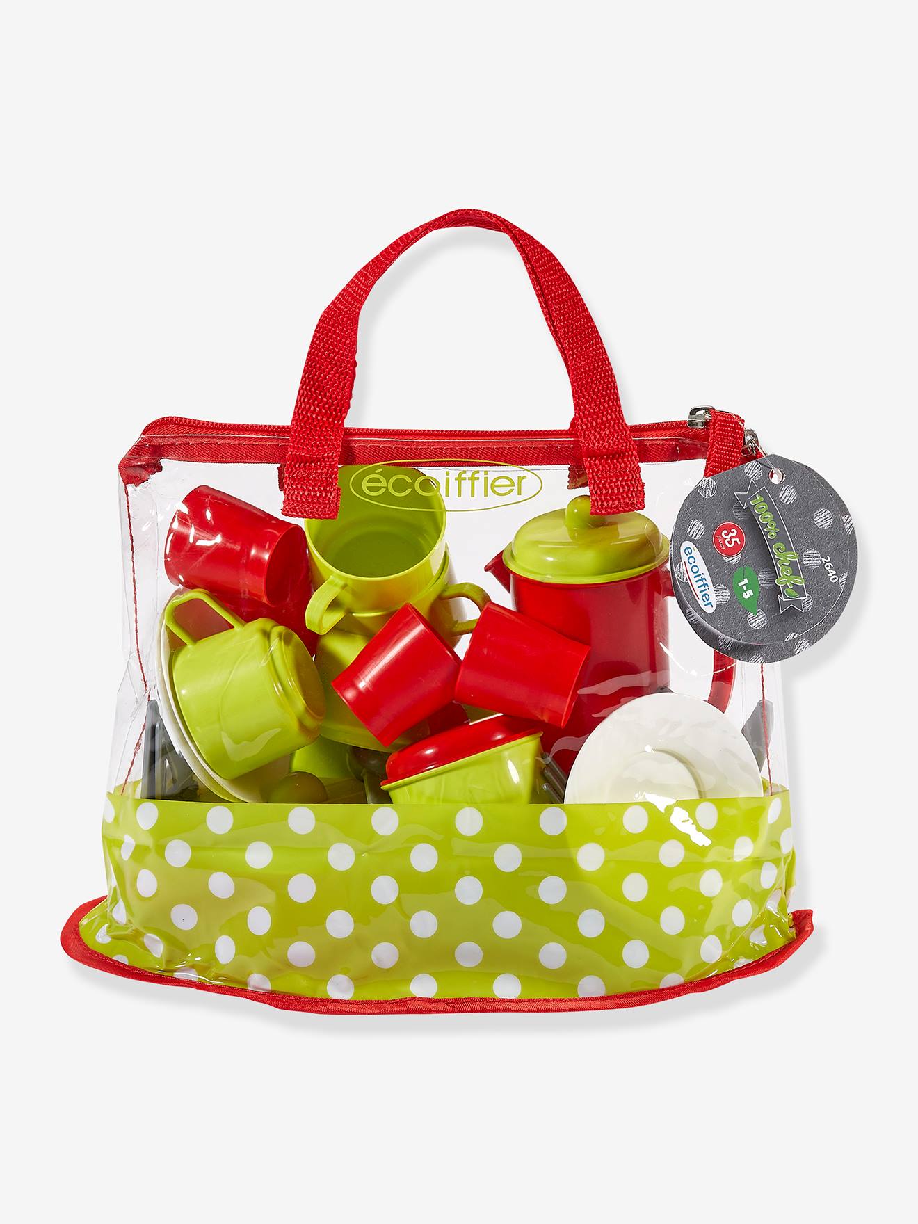 Ecoiffier Kinder Picknick-Geschirr 100 % CHEF ECOIFFIER, 35 Teile - grün