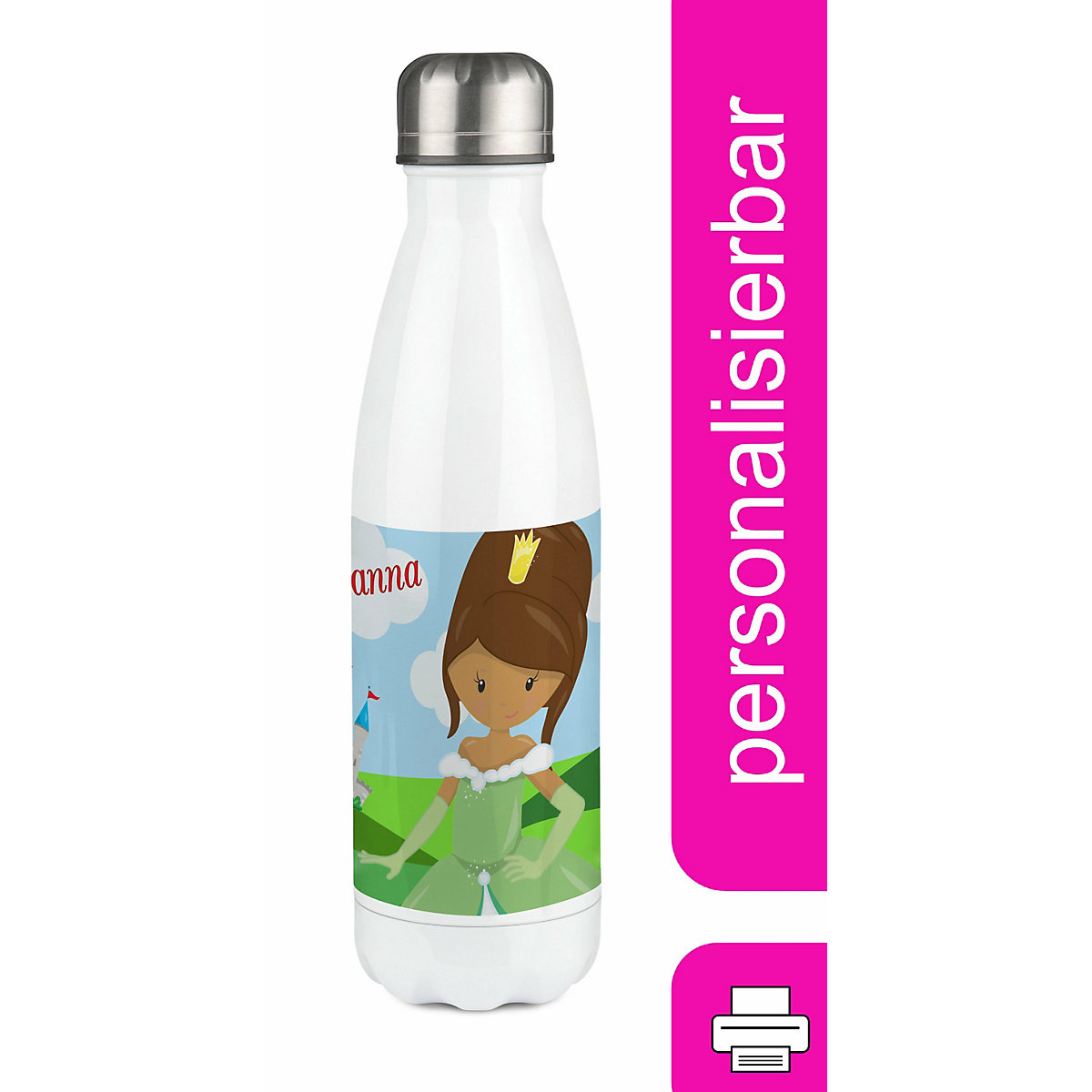 Edelstahl Kinder Thermoflasche / Trinkflasche bunt Prinzessin Spülmaschinenfest, Auslaufsicher, Bruchfest, Doppelwandig, Für Heißgetränke geeignet, Mit Deckel, Isoliert