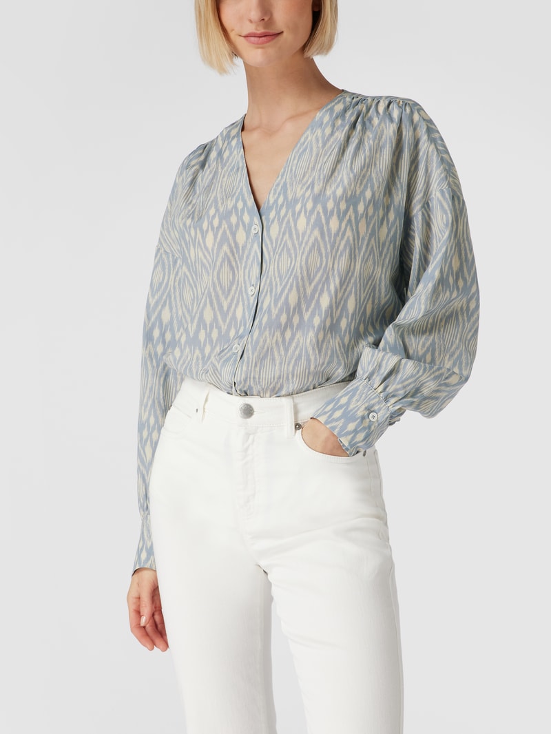 Bluse im Oversized-Look in bleu meliert