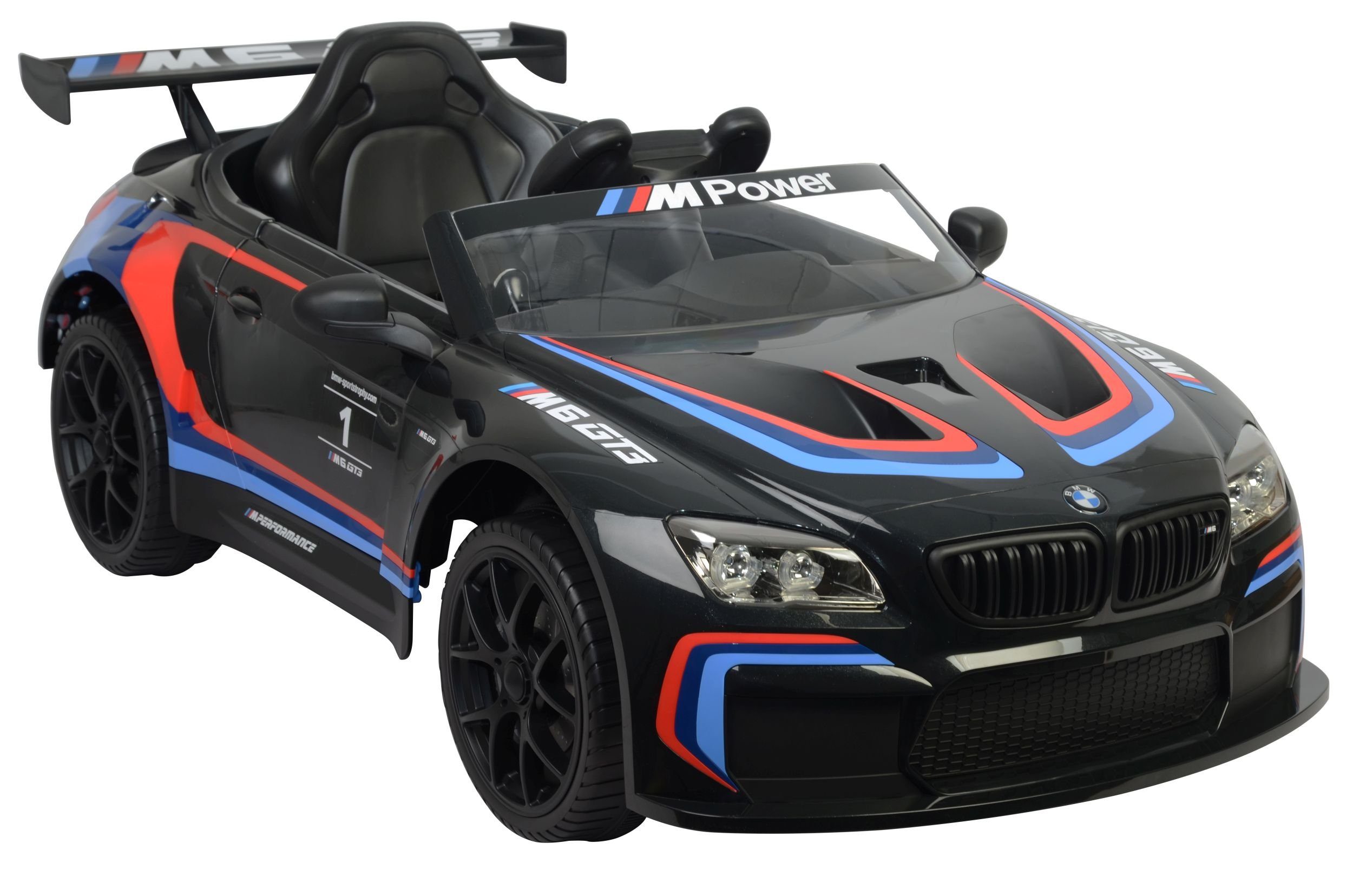 Toys Store Electric Children's Car Children's Electric Car BMW M6 Sport Gt3 Car Bluetooth Eva Leather Seat, Load Capacity 35 kg, AUX/USB Port, MP3 Horn and Engine Sound on the Steering Wheel, Remote Control