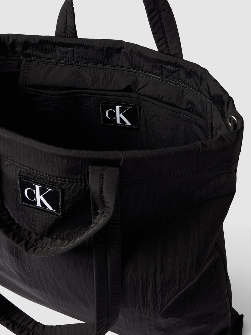 Tote Bag mit Label-Patch Modell 'City' in schwarz