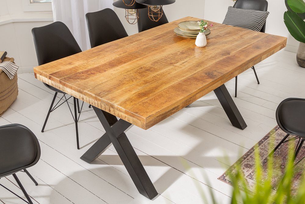 riess-ambiente Esstisch IRON CRAFT 160cm natur / schwarz (Einzelartikel, 1-St), Massivholz · Metall · X-Gestell · Mangoholz · Industrial