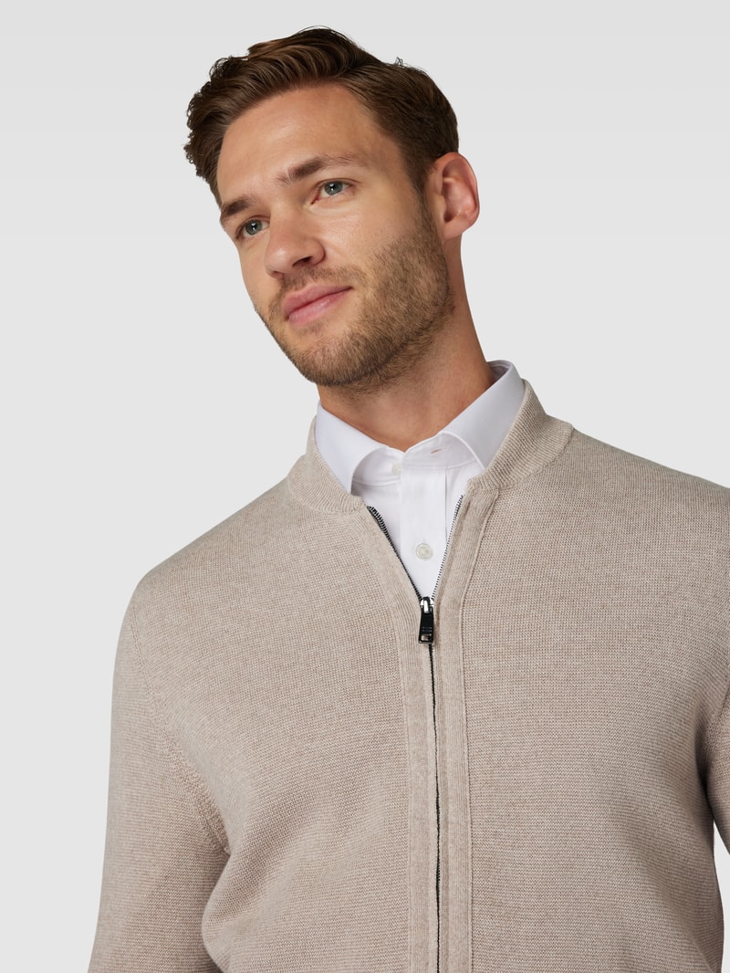 Strickjacke mit Zweiwege-Reißverschluss in sand meliert