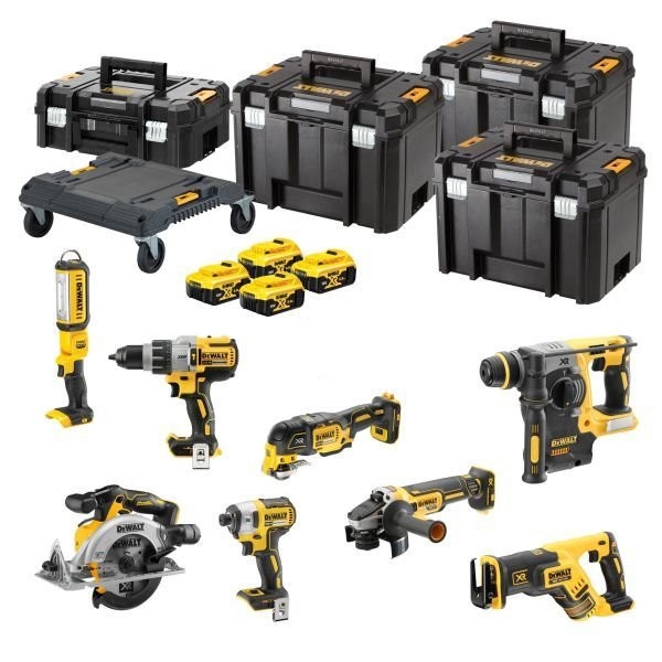 DeWalt DCK853P4T-QW 8-delige Combopack XR 18 Volt 5,0 Ah Li-Ion incl. 4 accuâs in TSTAK koffers