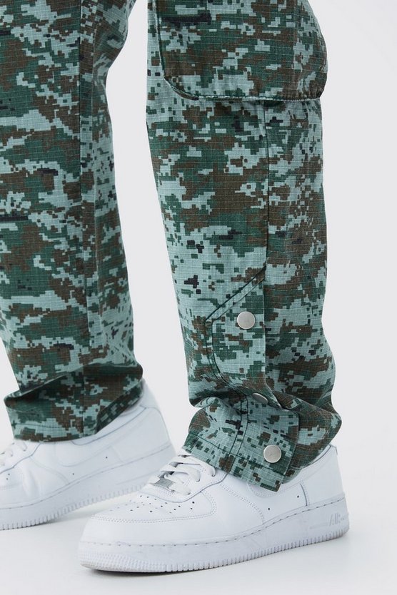 3D Camouflage Cargo-Hose mit geradem Bein
