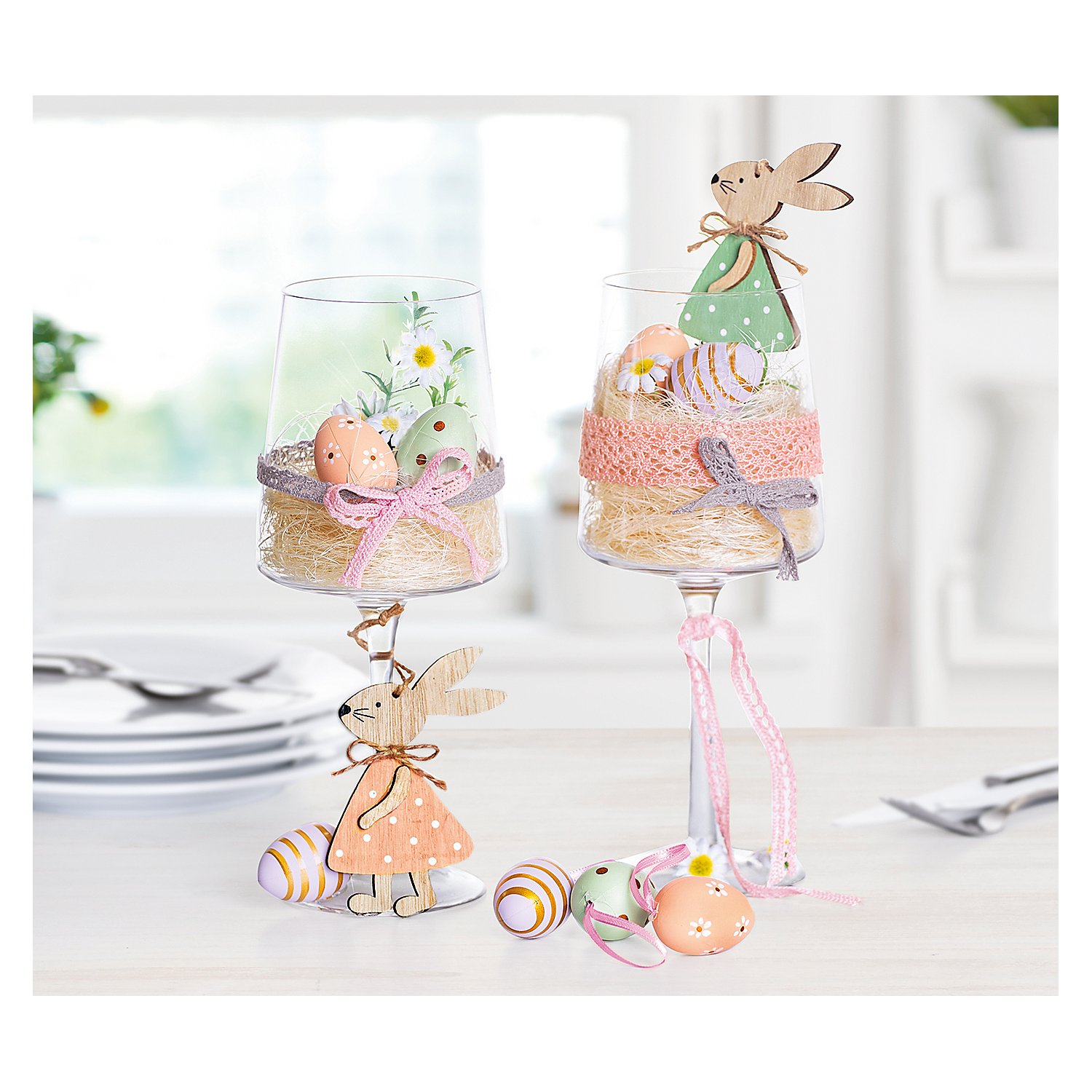 Deko-Weingläser, 23 cm, 7,5 cm Ø, 2 Stück