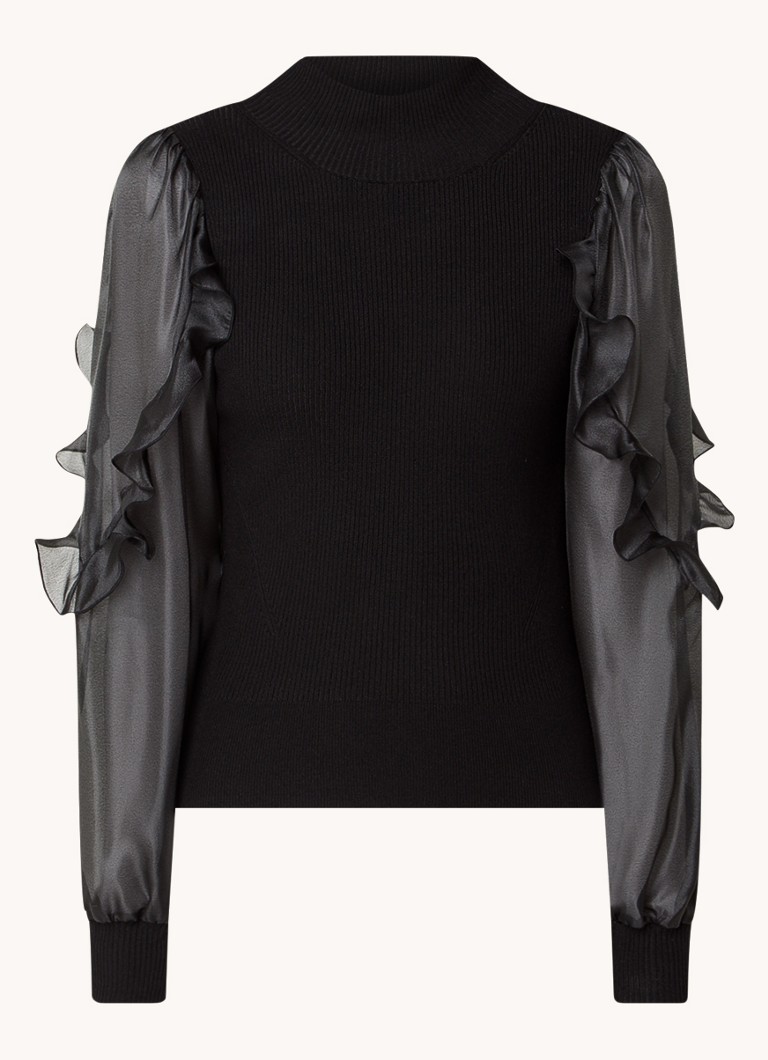 French Connection Krista rib knitted top with balloon sleeves