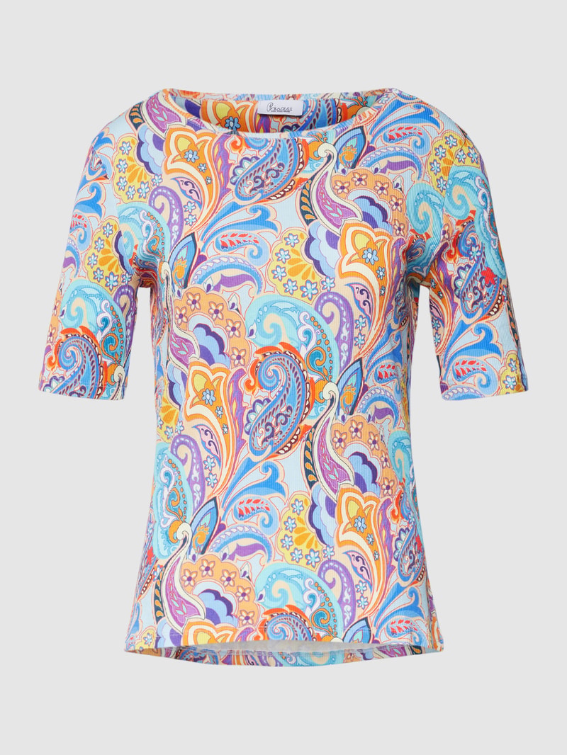 T-Shirt mit Paisley-Muster in blau