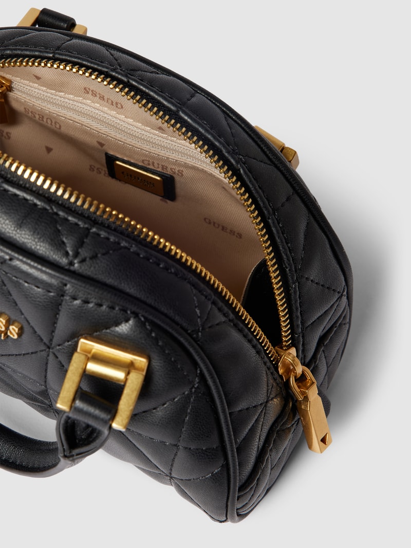 Bowling Bag mit Label-Details Modell 'MILDRED' in schwarz