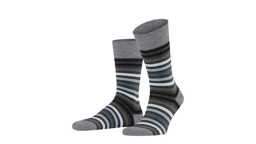 FALKE Herren Socken Tinted Stripe asphalt melange