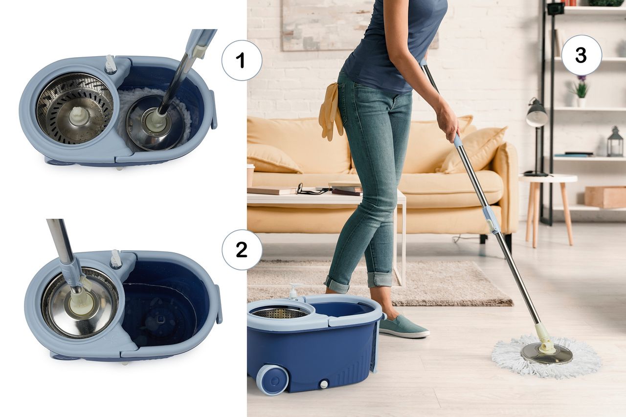 Umuzi Cleaning SPIN-MOP Rotationsmop-Gesamtset mit 4 Mopps