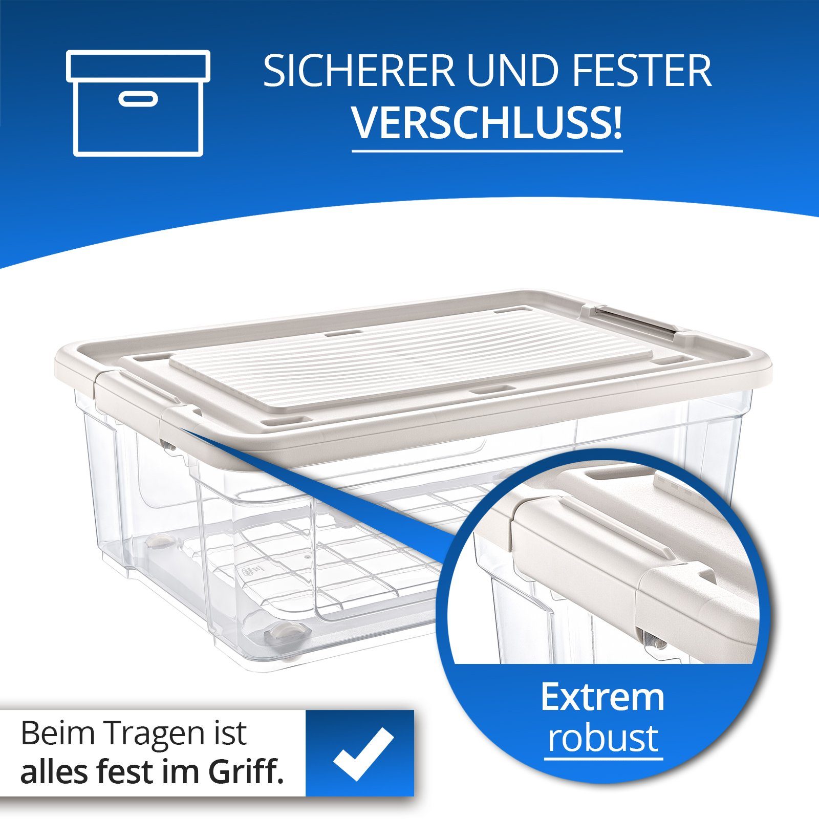 astor24 Aufbewahrungsbox Aufbewahrungsbox Deckel Kunststoffbox Transparent Regalbox Lagerbox (Spielzeugbox, 5 St), 16 verschiedene Größen Stapelbox Kiste Lagerbox Werkstatt Garten
