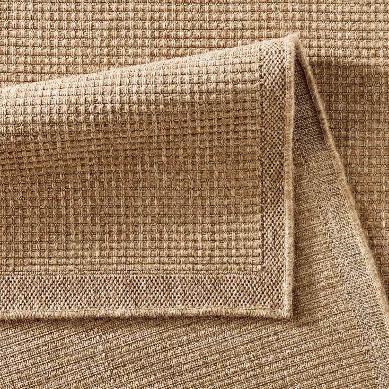 Teppich Outdoor & Indoor Teppich wetterfest Borneo Sisal-Jute-Optik naturfarbe, TaraCarpet, rechteckig, Höhe: 10 mm, Kurzflor Manaus In & Outdoor Balkon Terrasse Wohnzimmer 80x150