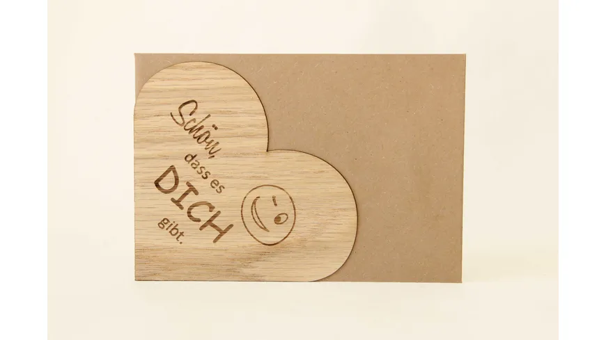 Original Holzgrußkarte - Herzkarte mit Spruch