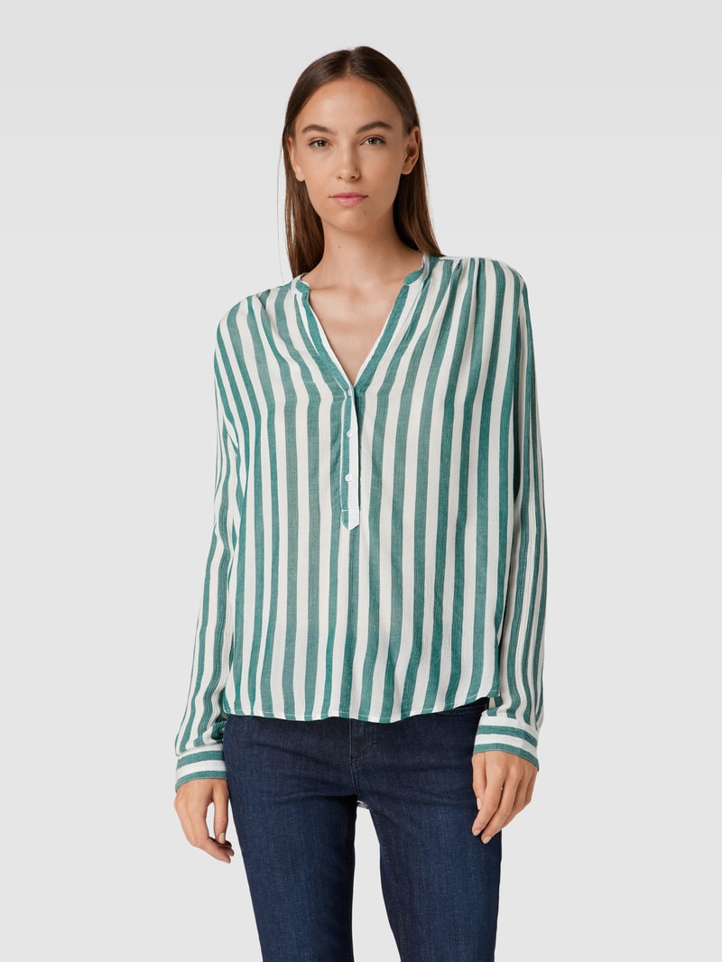 Blusenshirt mit Streifenmuster in dunkelgrün