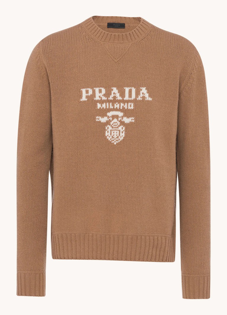 Prada Fine-knit pullover in cashmere blend with knitted-in logo