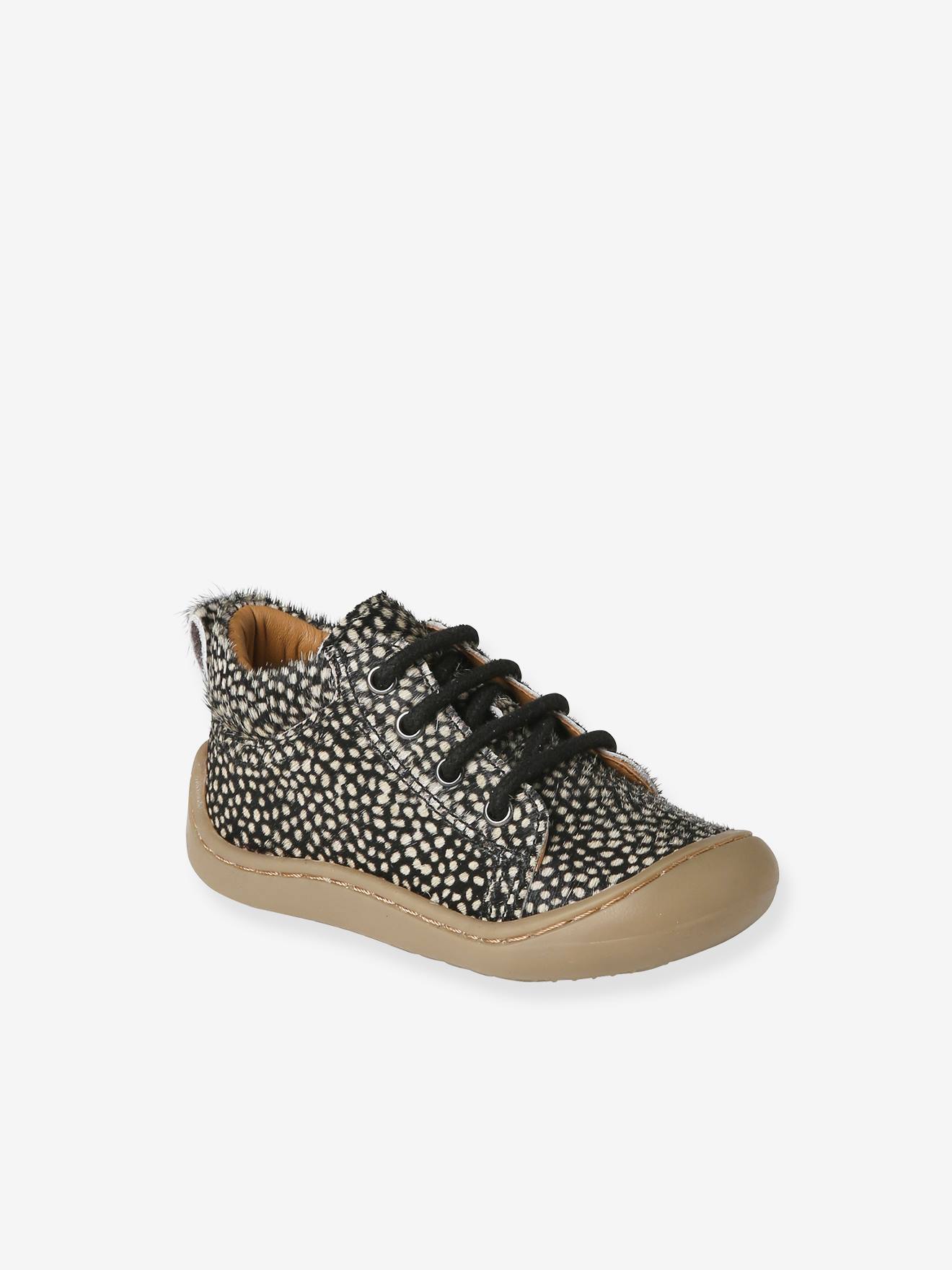 Bottillons lacés cuir souple bébé premiers pas or