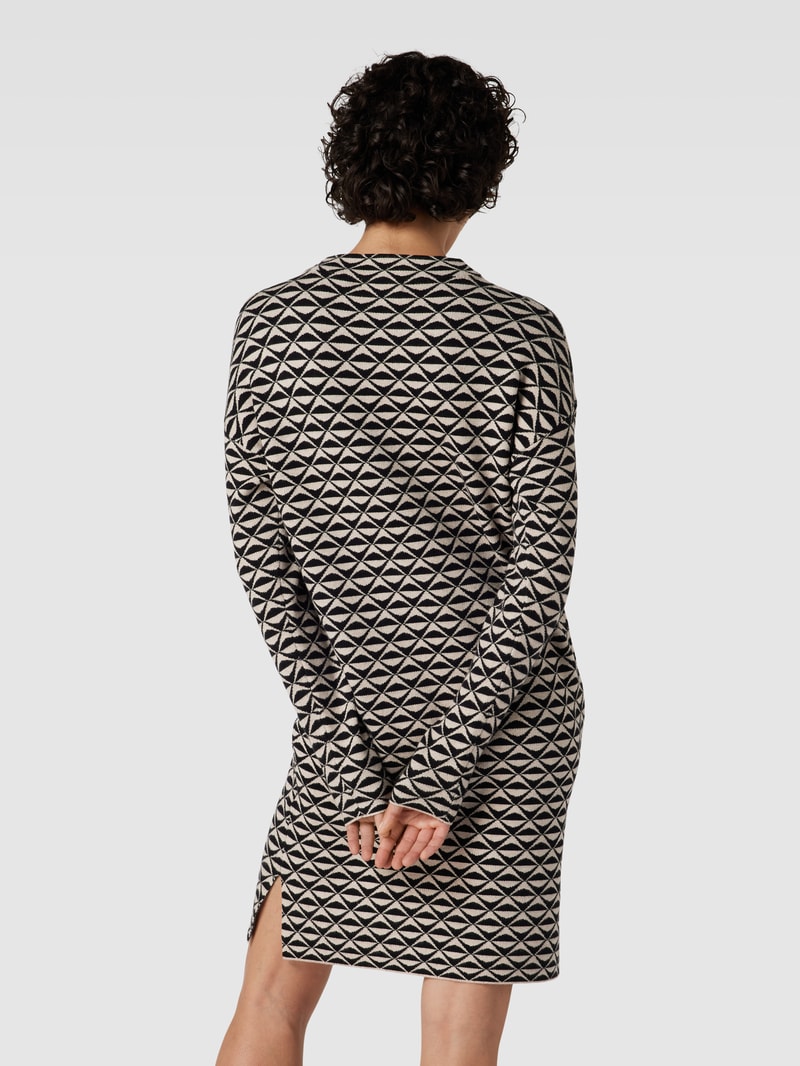 Knielanges Kleid mit Allover-Muster in beige meliert
