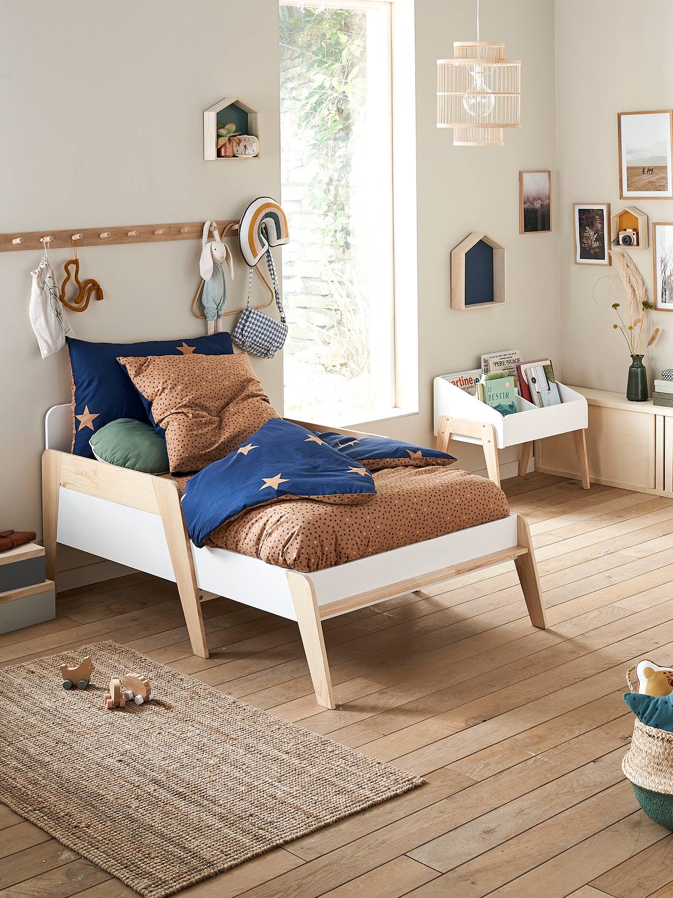 Vertbaudet Mitwachsendes Kinderbett RETRO - weiß/natur