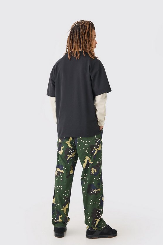 Lockere Camouflage Twill-Hose mit elastischem Bund und Gürtel