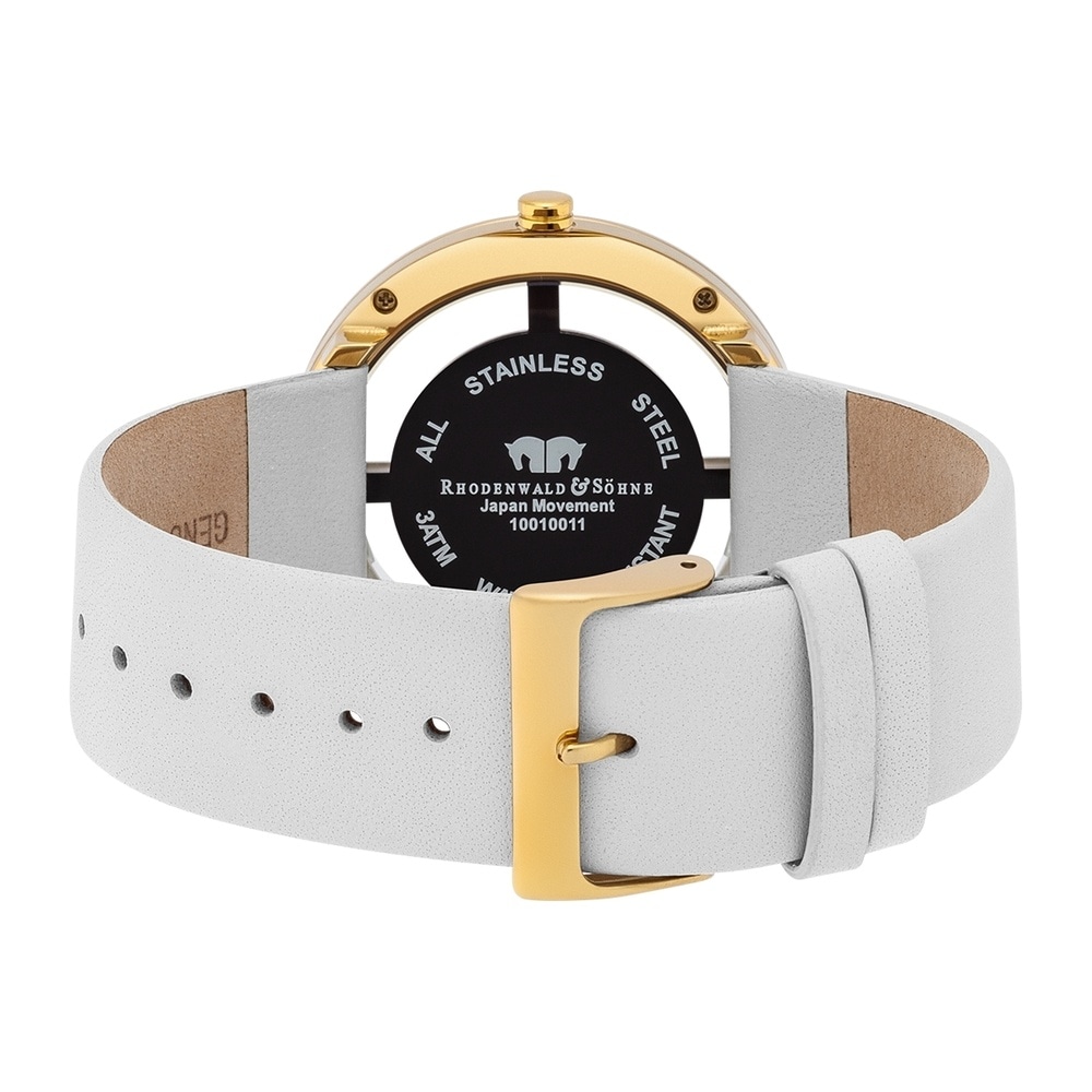 Rhodenwald & Söhne Montre à quartz Lucrezia en Cuir véritable en blanc Montre