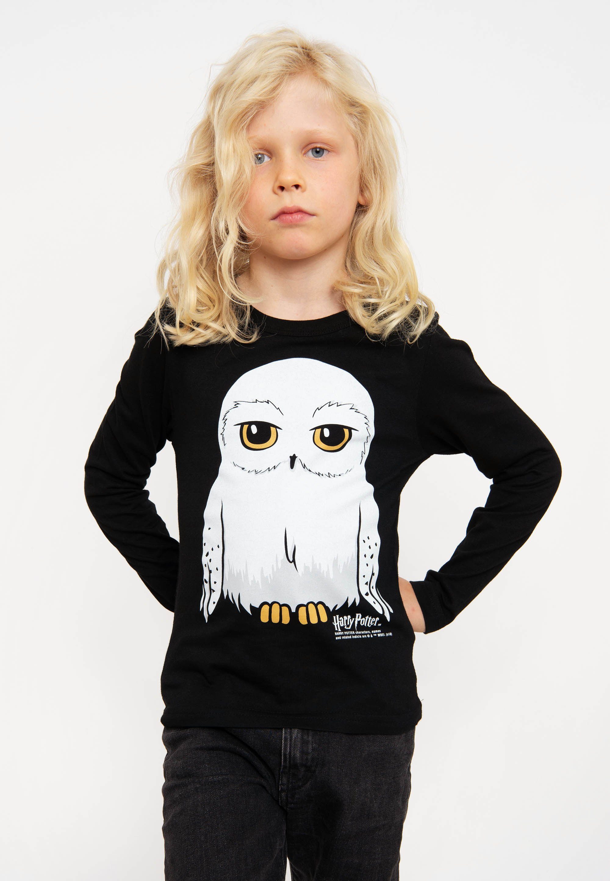 LOGOSHIRT Langarmshirt Harry Potter - Hedwig mit coolem Print