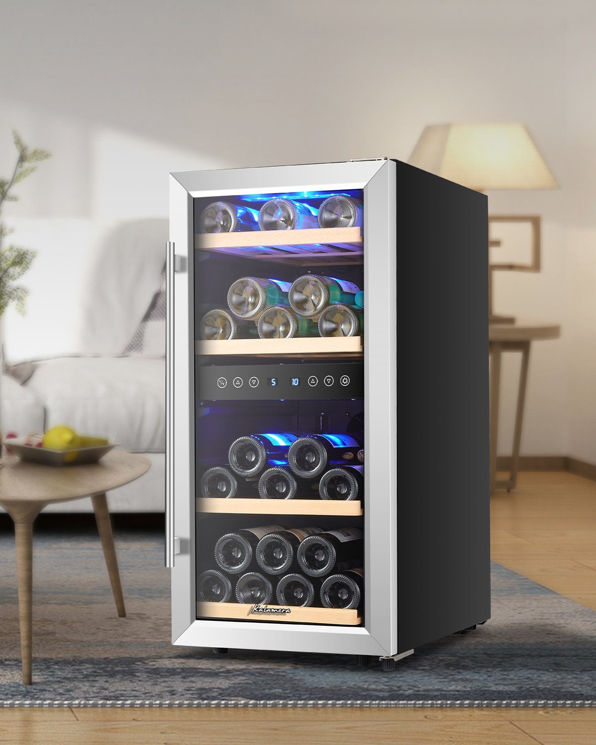 kalamera Weinkühlschrank KRC-33BSS, für 33 Standardflaschen á 0,75l,2 Zonen