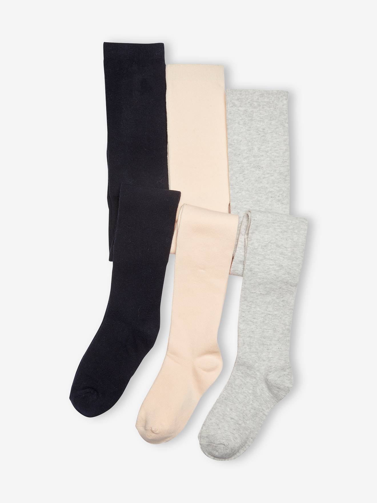 Lot de 3 paires de collants fille BASICS moutarde