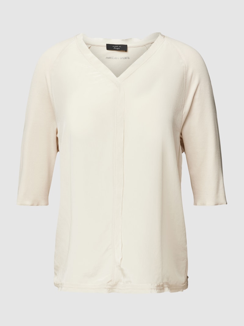 T-Shirt mit V-Ausschnitt in sand