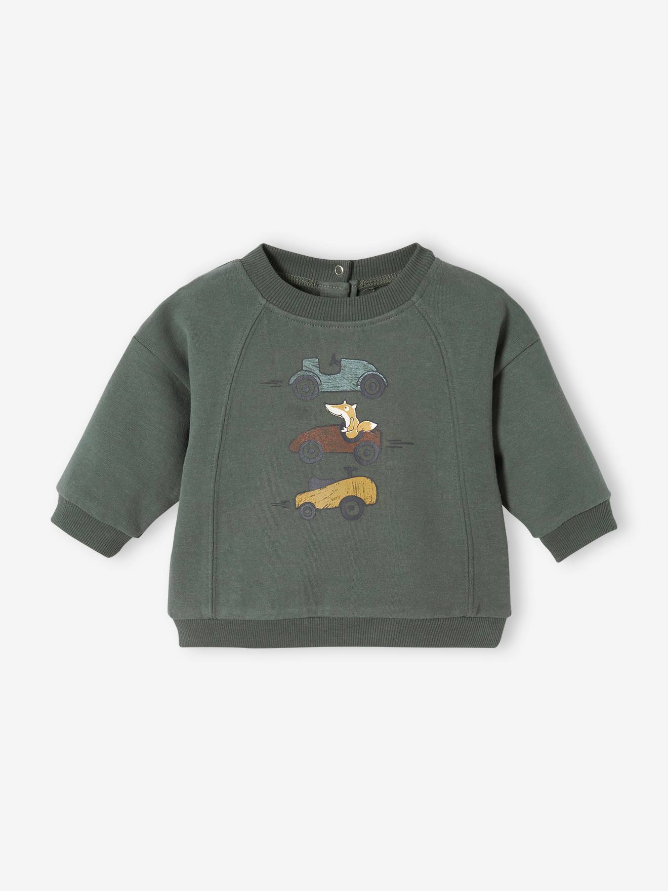 Sweat voiture bébé vert foncé