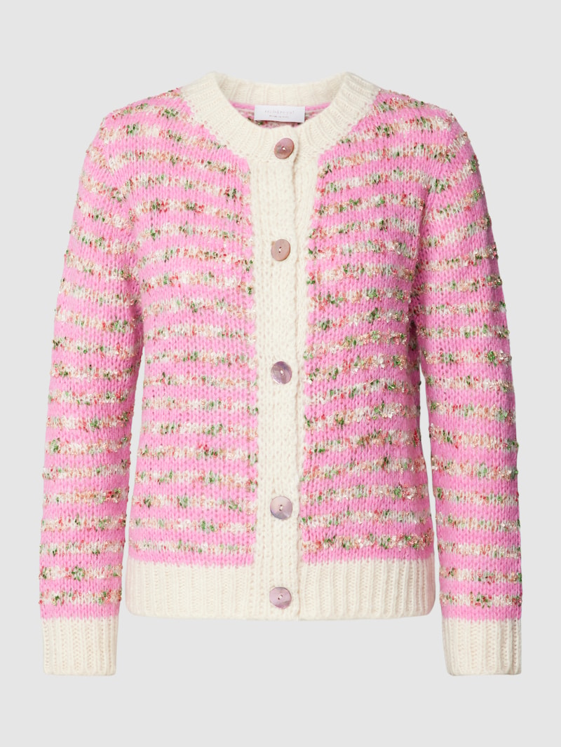 Strickjacke mit Streifenmuster in pink