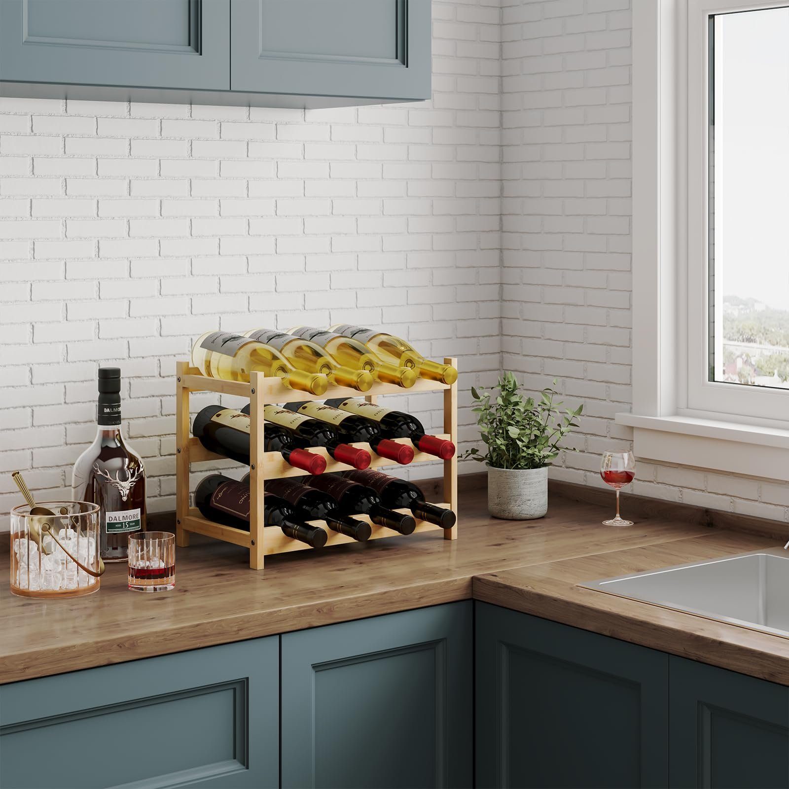 Dripex Weinregal Klein Wein Flaschenregal aus Bambus
