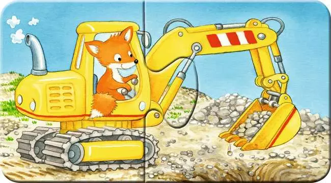 Kinderpuzzle ab 2 Jahren - Tierische Baustelle - 2 Teile