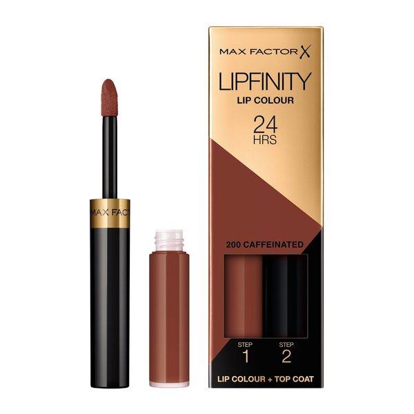 Batom Max Factor Lipfinity Lip Colour 200 com Cafeína, 2 Passos, Longa Duração, 2,3ml