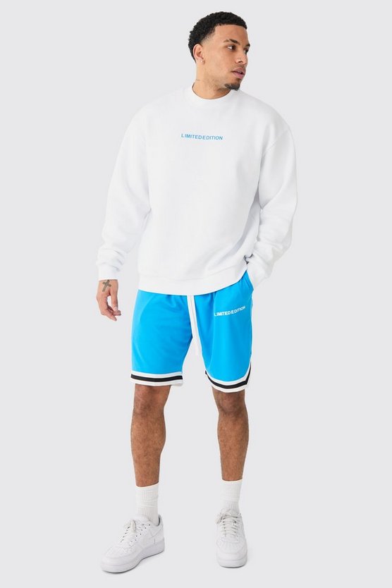 Oversize Limited Edition Sweatshirt und Basketball Mesh Shorts