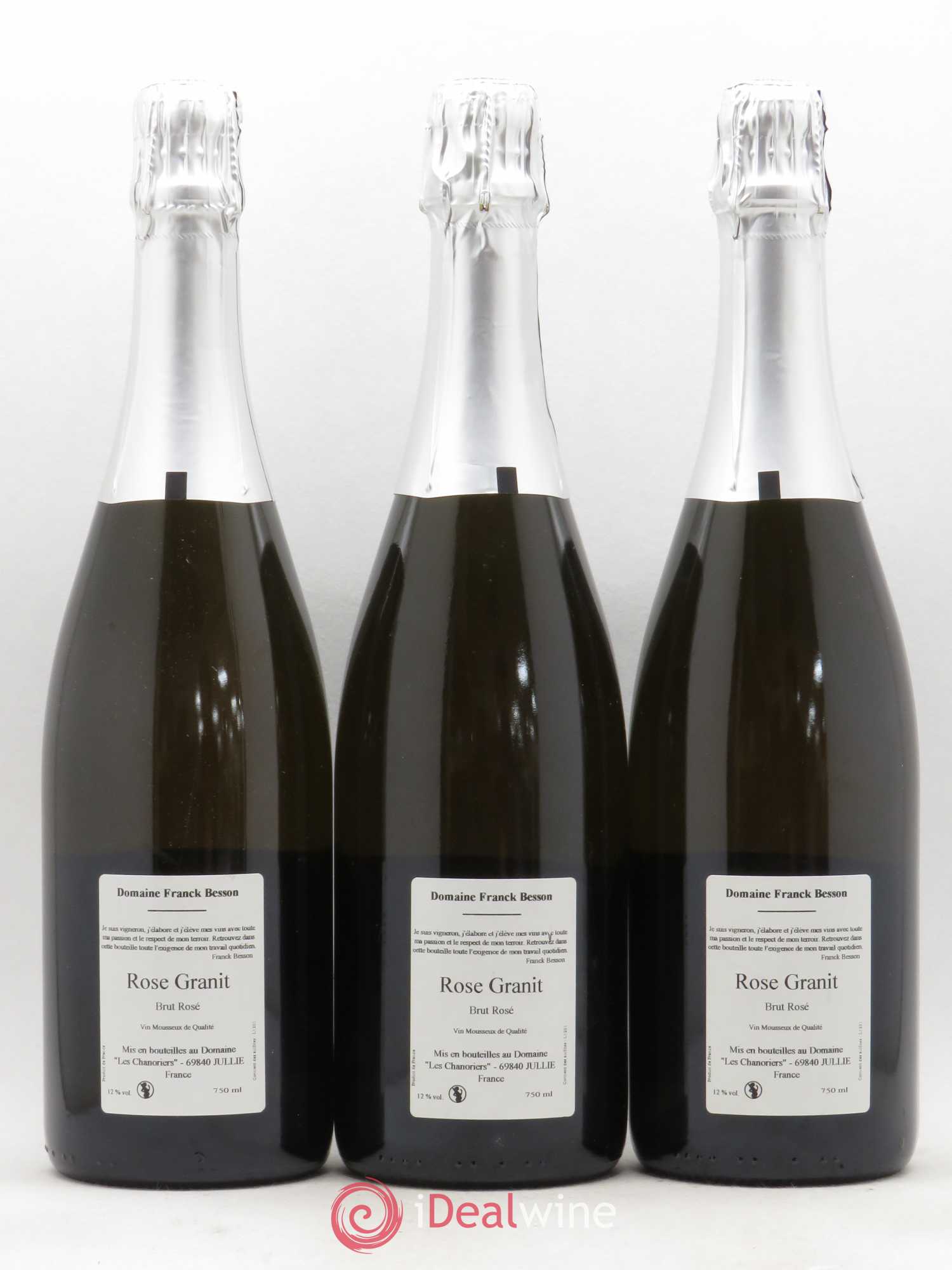 Vin de France Méthode traditionnelle Brut Rosé Granit Besson  - Lot de 3 Bouteilles