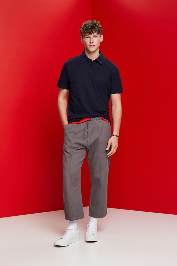 Jersey Poloshirt, Baumwolle-Leinen-Mix