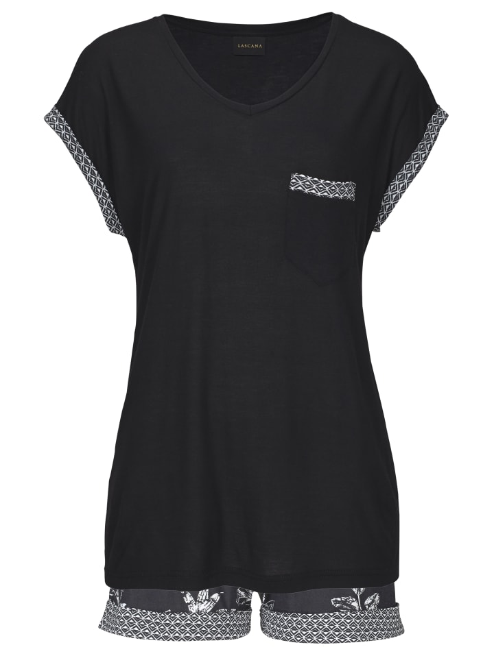 LASCANA Shorty in schwarz-gemustert günstig kaufen