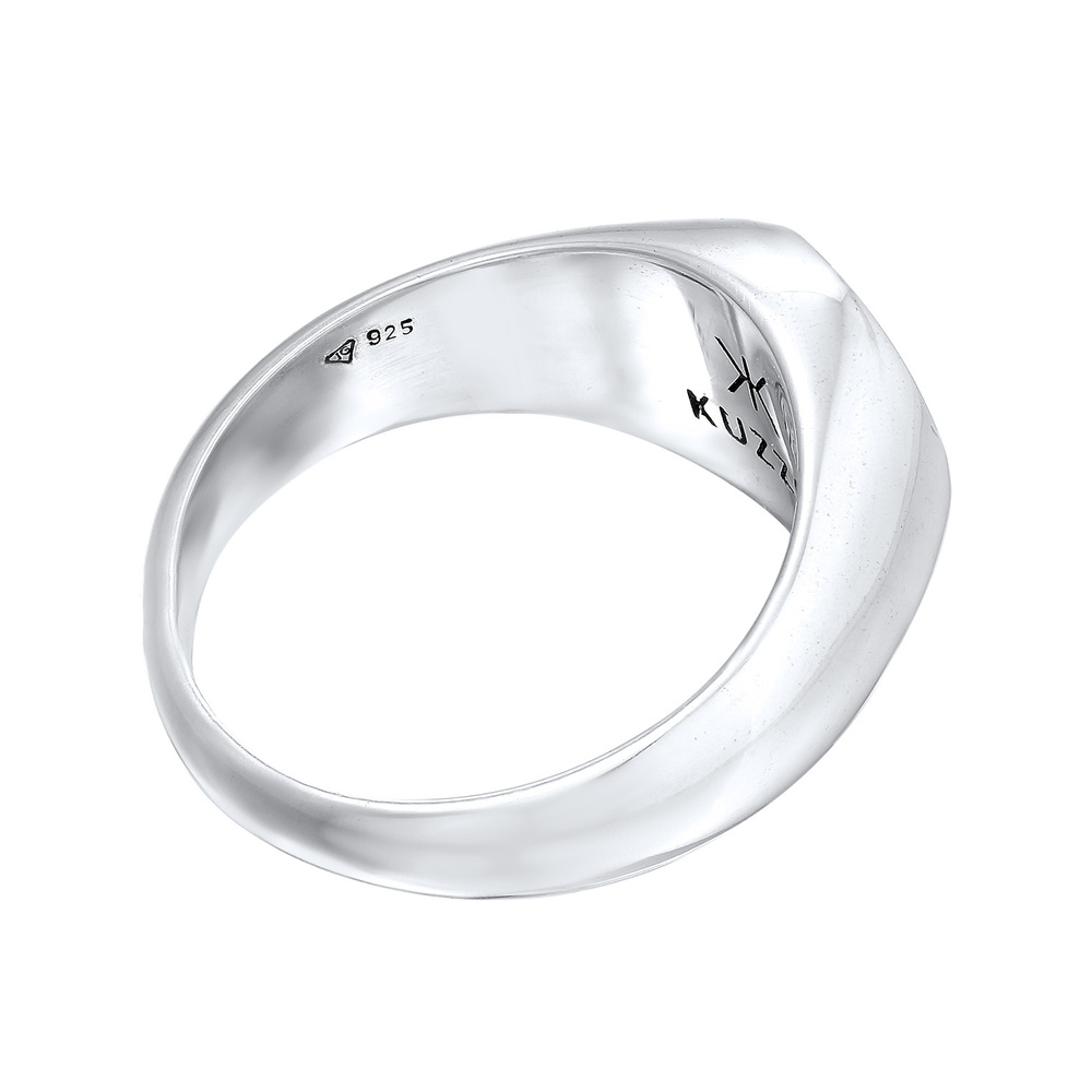 KUZZOI KUZZOI Bague Hommes Sceau Smile Emoji avec émail bleu en argent sterling 925 Bague