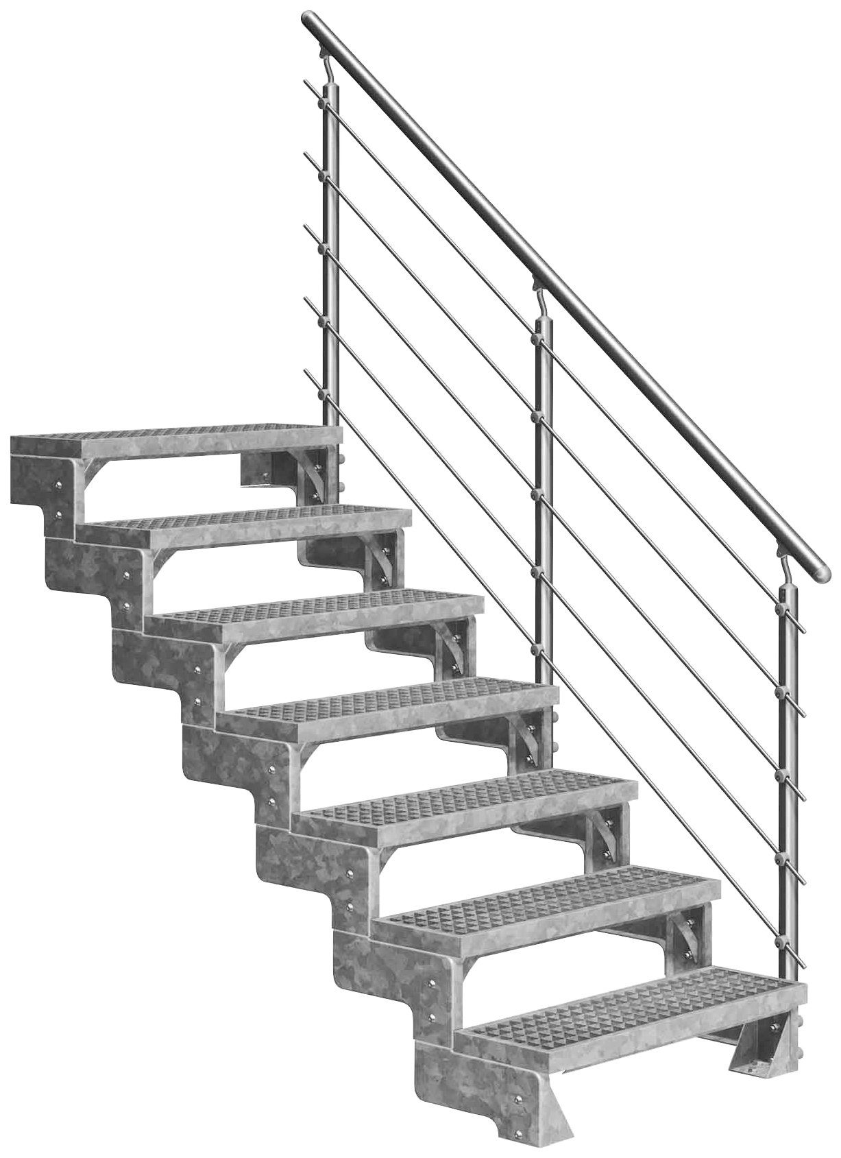 Dolle Außentreppe Gardentop, für Geschosshöhen bis 154 cm, Stufen offen, Gitterroststufen 100 cm