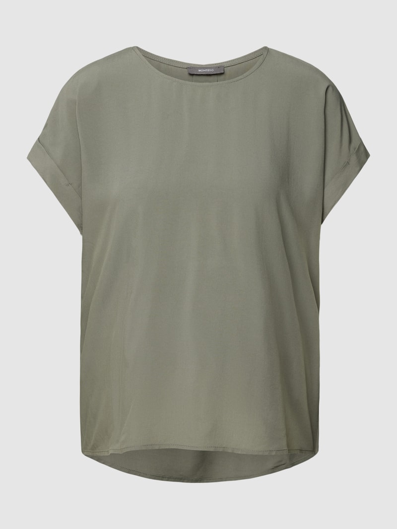 Blusenshirt aus reiner Viskose mit Kellerfalte in schilf