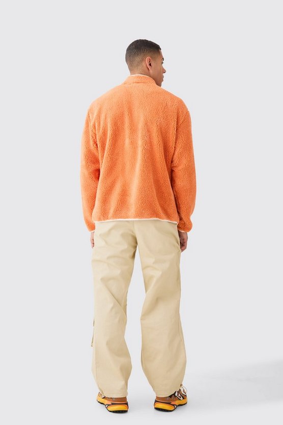 Oversize Kontrast Borg-Jacke
