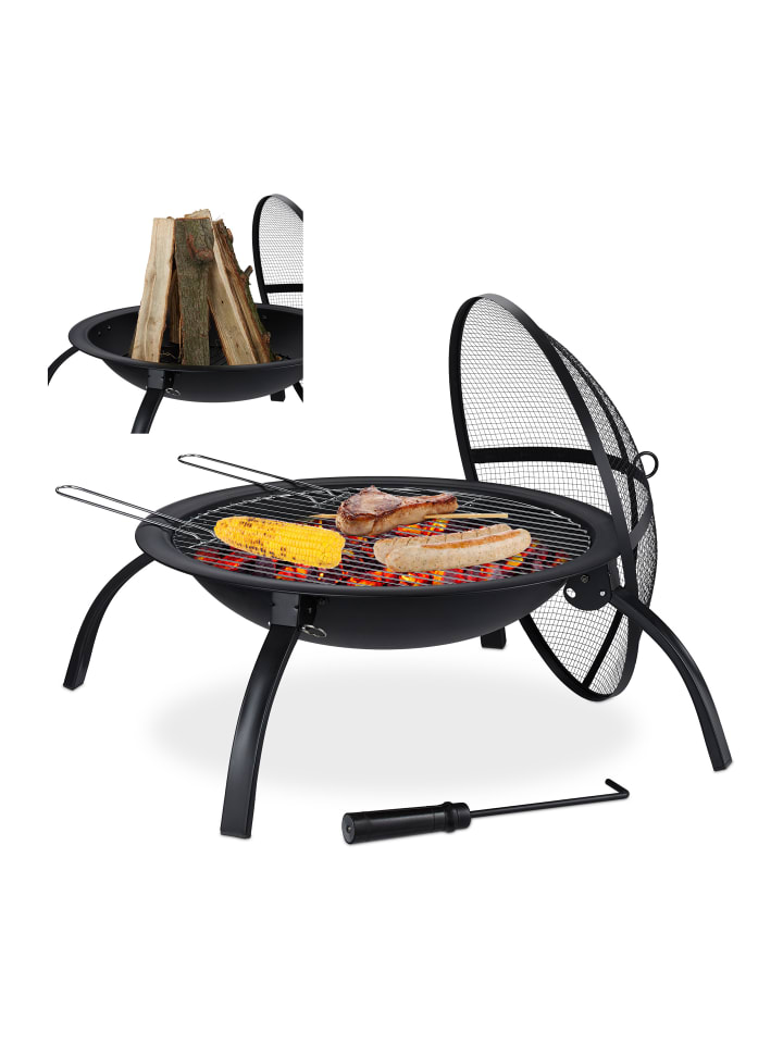 relaxdays Feuerschale in Schwarz Ø 56,5 cm günstig kaufen onesize