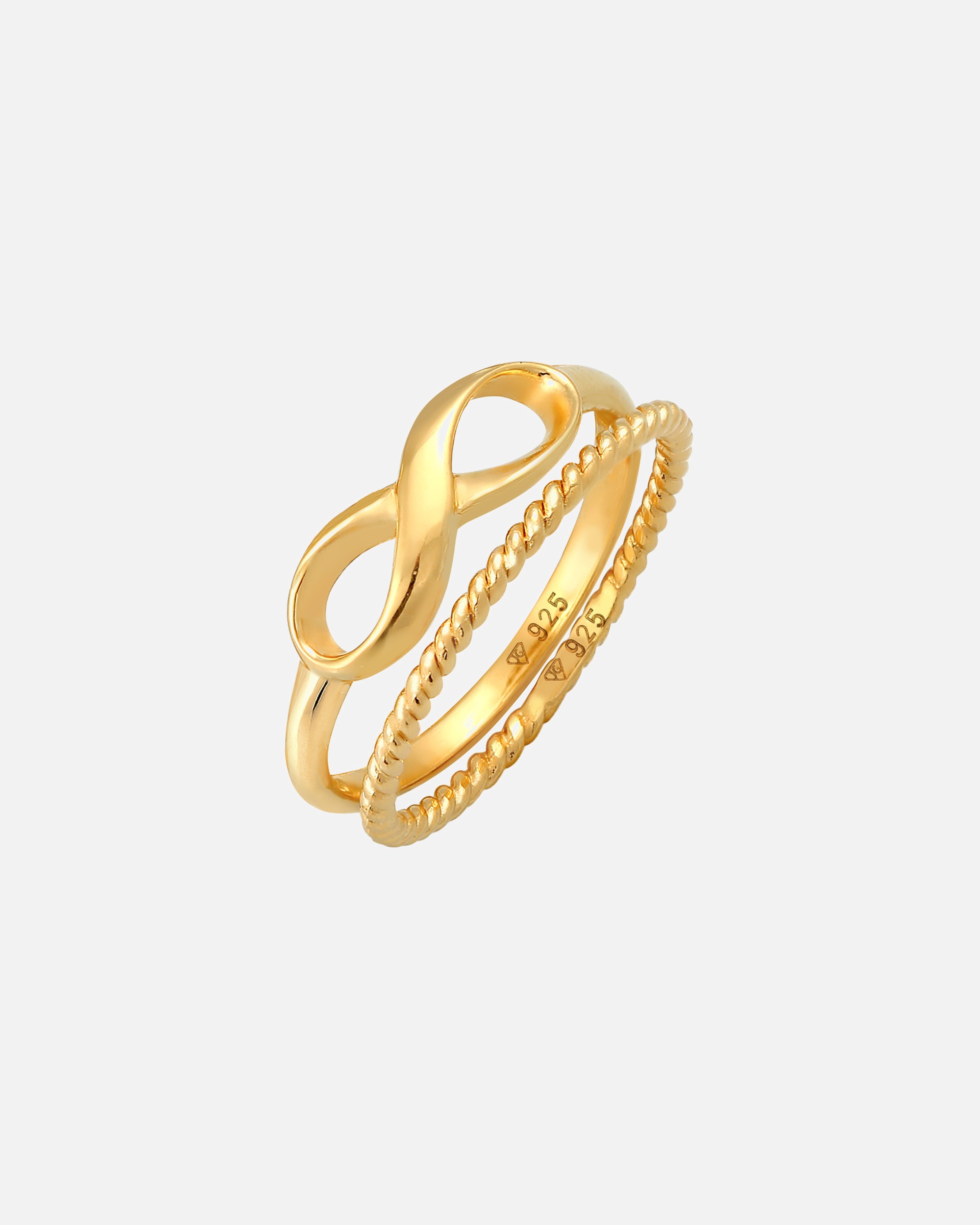Anillo doble Elli para mujer, modelo Infinity Twisted Basic Trend Blogger, en plata de ley 925.