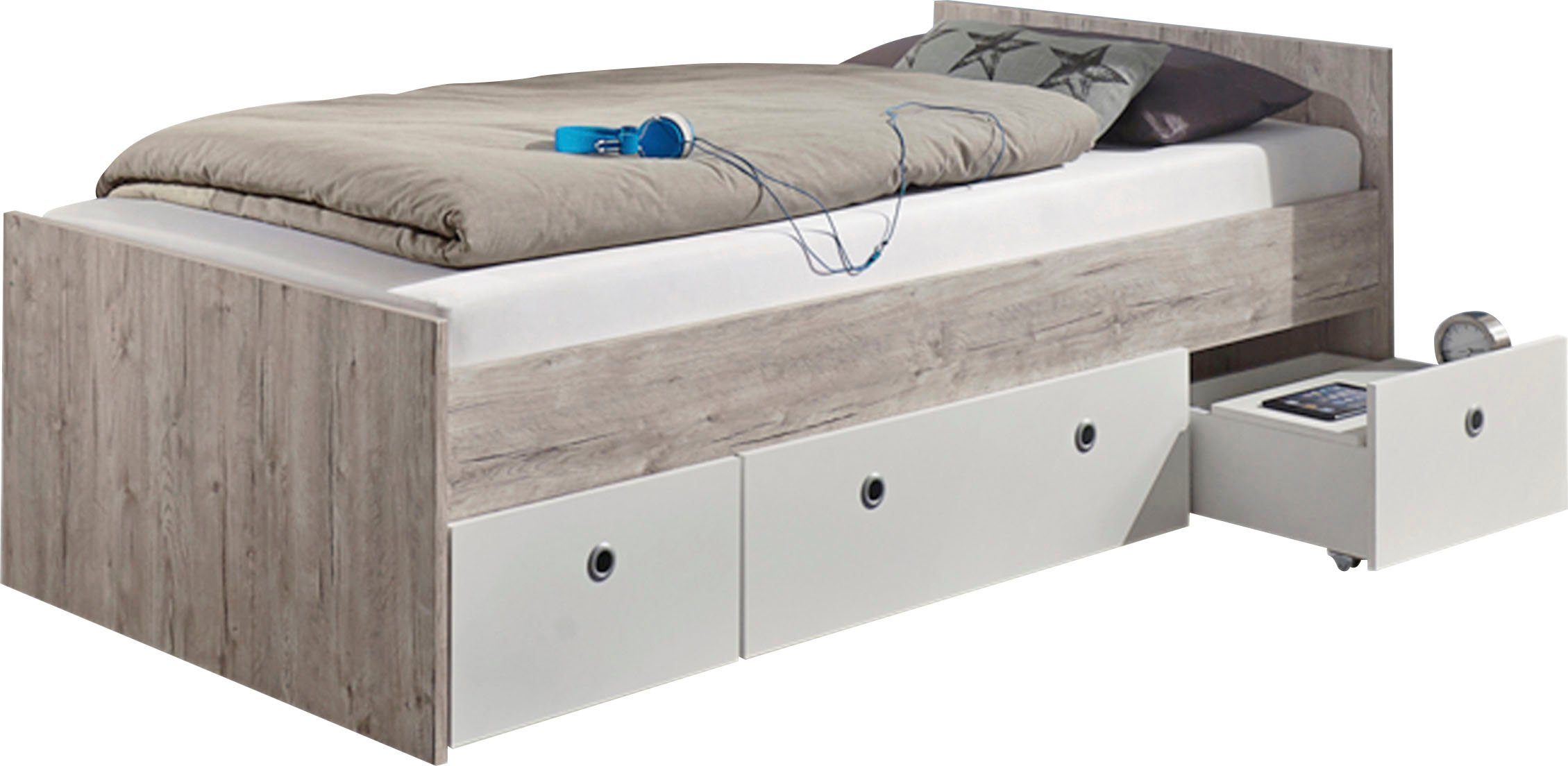 arthur berndt Jugendzimmer-Set Bente, Bestseller! Viel Stauraum, (Set, 5-St., Bett + 4 trg. Schrank + Schreibtisch + Standregal + Lowboard), komplettes Jugend- und Kinderzimmer, auch toll für kleinere Räume