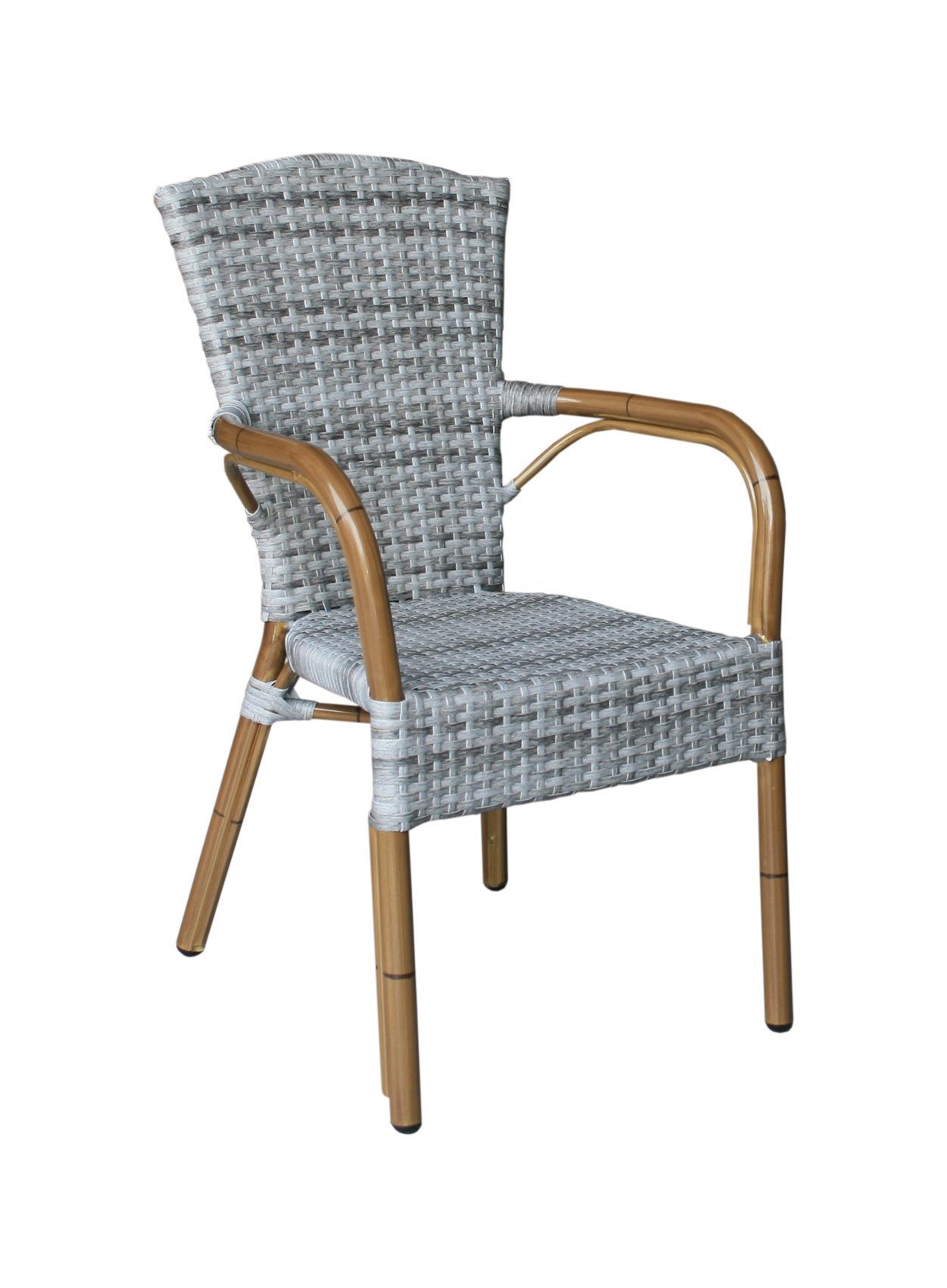 Konway Stapelstuhl COLOMBO (4 St), 4x KONWAY® COLOMBO Stapelsessel Granit Premium Polyrattan Sessel