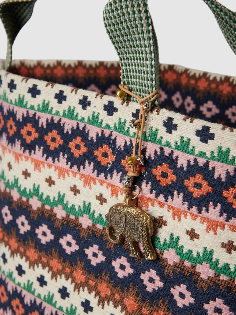 Tote Bag mit Allover-Muster in taupe